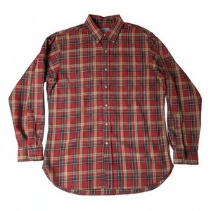 Sir Pendleton Virgin Wool Red and Navy Blue Plaid Button Down Fireside Shirt